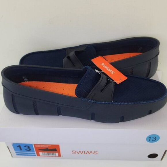 New SWIMS Black Loafer Slip On Navy Blue Shoes (13 US) main image 4